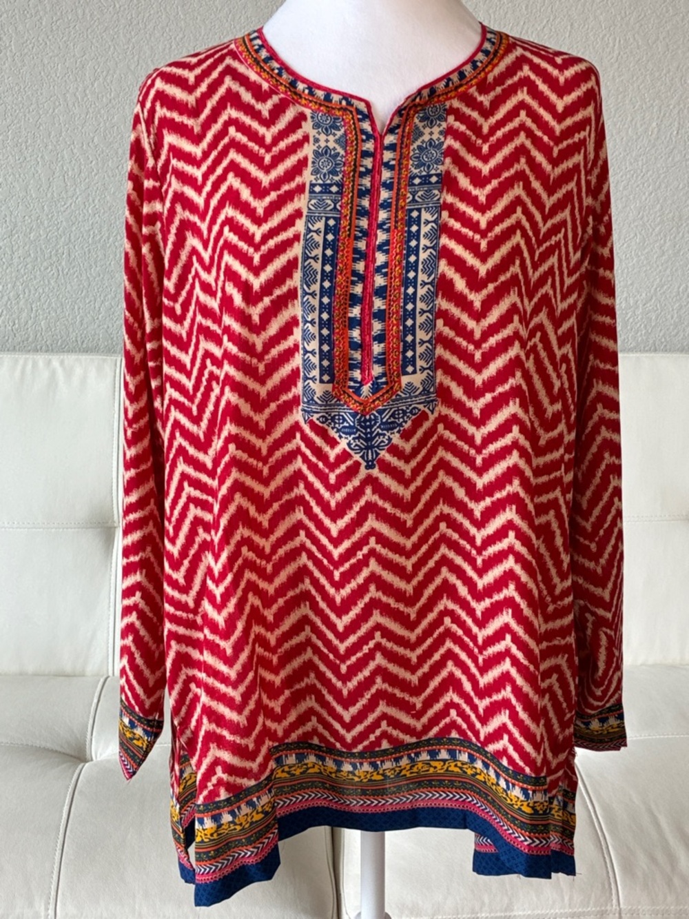 Biba Red & Blue Chevron Lightweight Tunic Top